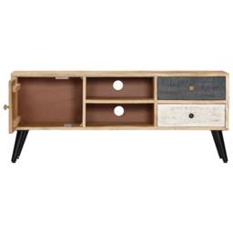 Berkfield Home TV Cabinet 115x30x47 cm Solid Mango Wood in Brown - Size: 115 x 30 x 47 cm - thumbnail 1