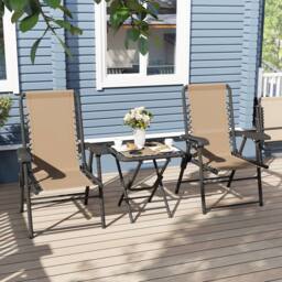 ERGOVEXA Three-Piece Garden Table & Chair Set, Khaki - thumbnail 5