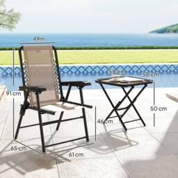 ERGOVEXA Three-Piece Garden Table & Chair Set, Khaki - thumbnail 2