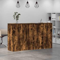 Berkfield Home Reception Desk Smoked Oak 180x50x103.5 cm Engineered Wood in Brown - thumbnail 4