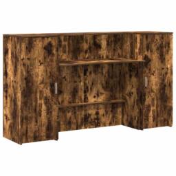 Berkfield Home Reception Desk Smoked Oak 180x50x103.5 cm Engineered Wood in Brown - thumbnail 3