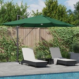 Berkfield Home Green Cantilever Umbrella Green Polyester, Metal Large - thumbnail 1