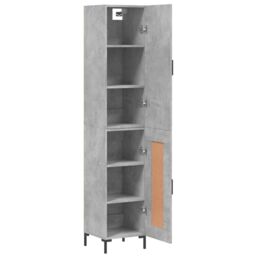Berkfield Home Highboard Concrete Grey 34.5x34x180 cm Engineered Wood - thumbnail 4
