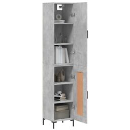 Berkfield Home Highboard Concrete Grey 34.5x34x180 cm Engineered Wood - thumbnail 3
