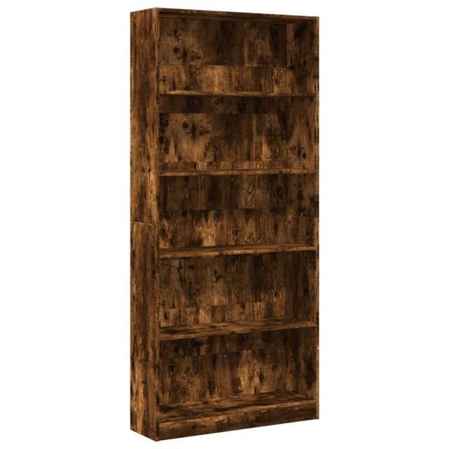 Berkfield Home Bookcase Smoked Oak 80x24x176 cm Engineered Wood in Brown - Size: 80 x 24 x 176 cm - image 1