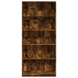 Berkfield Home Bookcase Smoked Oak 80x24x176 cm Engineered Wood in Brown - Size: 80 x 24 x 176 cm - thumbnail 4