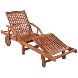 Berkfield Home Sun Lounger with Table Solid Acacia Wood in Brown - thumbnail 1