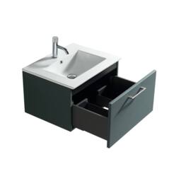 Bathroom Kingdom Piatta Smoked Sage Wall Hung Basin Drawer Vanity 600mm in Teal - thumbnail 2