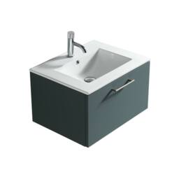 Bathroom Kingdom Piatta Smoked Sage Wall Hung Basin Drawer Vanity 600mm in Teal - thumbnail 1
