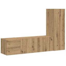 Berkfield Home Wall Mounted TV cabinets 3 pcs Artisan Oak Engineered Wood in Brown - thumbnail 2