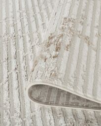 Desire Rugs Perla Modern Abstract Linear Living Room Area Rug Metallic-Beige Molten in Beige - Size: 60 cm x 220 cm - thumbnail 4