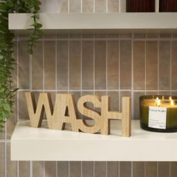 OHS Wash Sign Statue Ornaments Engineered Wood Bathroom Décor in Bronze