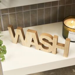 OHS Wash Sign Statue Ornaments Engineered Wood Bathroom Décor in Bronze - thumbnail 2