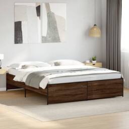 Berkfield Home Bed Frame without Mattress Brown Oak 200x200 cm - thumbnail 2