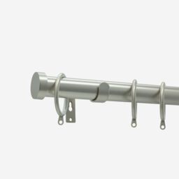 New Edge Blinds Brushed Steel 28mm Stud Fixed Length Metal Curtain Pole in Silver - Size: 230 cm - thumbnail 2