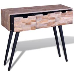 Berkfield Home Beautiful Console Table with 3 Drawers Reclaimed Teak Wood in Brown