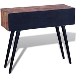 Berkfield Home Beautiful Console Table with 3 Drawers Reclaimed Teak Wood in Brown - thumbnail 4