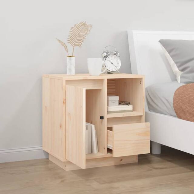 Berkfield Home Beautiful Bedside Cabinet 50x34x50 cm Solid Wood Pine in Light Tan - Size: 50 x 34 x 50 cm - image 1