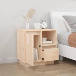 Berkfield Home Beautiful Bedside Cabinet 50x34x50 cm Solid Wood Pine in Light Tan - Size: 50 x 34 x 50 cm - thumbnail 1