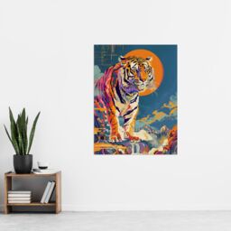"Artery8 Wall Art Print Japanese Tiger in Sun Abstract Colourful Classic Poster - Size: W12"" x H16""" - thumbnail 4