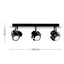 ValueLights Rosie 6 Way Black Ceiling Bar Spotlight - thumbnail 6