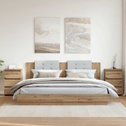 Berkfield Home Bedside Cabinets 2 pcs Artisan Oak 40x35x62.5 cm Engineered Wood in Brown - thumbnail 1