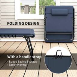 OUTSUNNY Folding Sun Loungers Set of 2, Reclining Sun Bed, Dark Blue - thumbnail 6