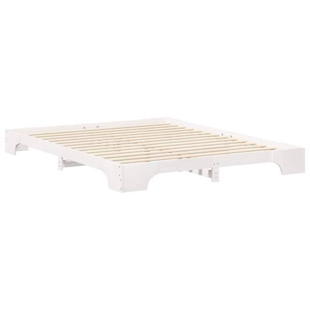 Berkfield Home Floor Bed Frame with Storage White 160 x 210 cm Wood - image 1
