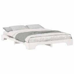 Berkfield Home Floor Bed Frame with Storage White 160 x 210 cm Wood - thumbnail 3