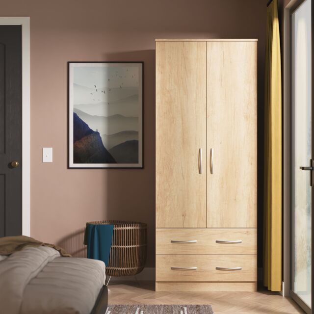 Ready Assembled 2 U Hampshire 2 Door 2 Drawer Wardrobe (Ready Assembled) in Light Brown - image 1