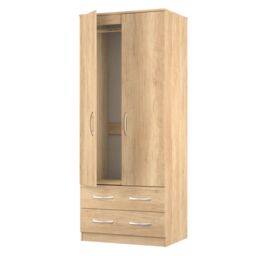 Ready Assembled 2 U Hampshire 2 Door 2 Drawer Wardrobe (Ready Assembled) in Light Brown - thumbnail 6