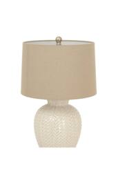KDMD Twill Weave Ceramic Table Lamp With Linen Shade in Cream - thumbnail 3