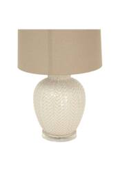 KDMD Twill Weave Ceramic Table Lamp With Linen Shade in Cream - thumbnail 2