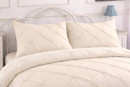 Homes-Linen Luxury Alexandra Pintuck Pleated Duvet Cover Set in Cream - Size: Double - thumbnail 2