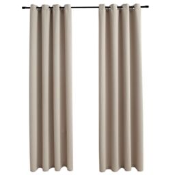 Berkfield Home Blackout Curtains with Metal Rings 2 pcs Beige 140x245 cm - thumbnail 2