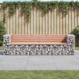 Berkfield Home Garden Bench Gabion Design 244x71x65.5 cm Solid Wood Douglas in Brown - thumbnail 2