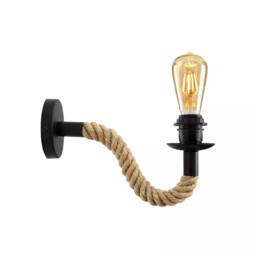 SPETLEK Rustic Hemp Rope Wall Sconce E27 Industrial Light Fixture in Brown - thumbnail 3