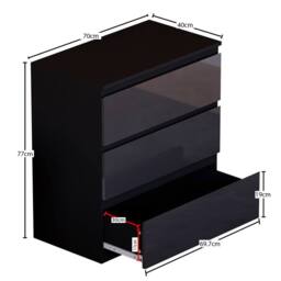 Home Discount Vida Designs Glinton 3Pc Bedroom Set(2Dr Bedside, 3Dr Chest, Wardrobe) in Black - thumbnail 3