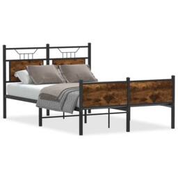 Berkfield Home Bed Frame Frame Smoked Oak 120x190 cm Small Double Wood in Brown - thumbnail 1