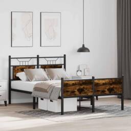 Berkfield Home Bed Frame Frame Smoked Oak 120x190 cm Small Double Wood in Brown - thumbnail 5