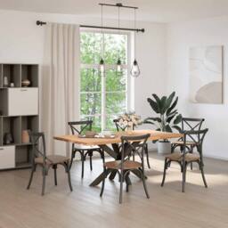 Berkfield Home Dining Table Leg Spider Shape Natural Steel 120x68x(72-73) cm Steel in Black - thumbnail 2