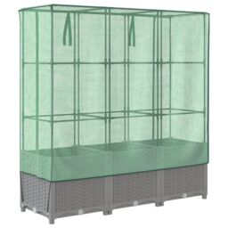 Berkfield Home Raised Bed with Greenhouse Cover Rattan Look 120x40x138 cm in Black - Size: 120 x 40 x 138 cm - thumbnail 6