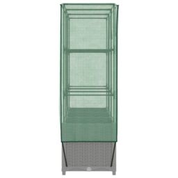 Berkfield Home Raised Bed with Greenhouse Cover Rattan Look 120x40x138 cm in Black - Size: 120 x 40 x 138 cm - thumbnail 5