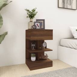 Berkfield Home Decorative Bedside Cabinet Brown Oak 40x35x65 cm Engineered Wood - Size: 40 x 35 x 65 cm - thumbnail 2