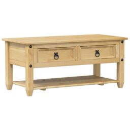 Berkfield Home Coffee Table with Drawers Corona 100x48x45 cm Solid Wood Pine in Brown - Size: 100 x 48 x 45 cm - thumbnail 2