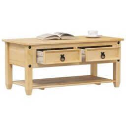 Berkfield Home Coffee Table with Drawers Corona 100x48x45 cm Solid Wood Pine in Brown - Size: 100 x 48 x 45 cm - thumbnail 1