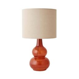 ValueLights Maguire Natural Linen Shade Burnt Orange Glass Table Lamp - thumbnail 6