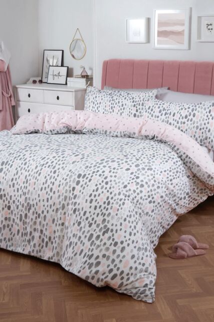 OHS Dalmatian Print Duvet Cover with Pillowcase Set in Light Pink - Size: Single - image 1