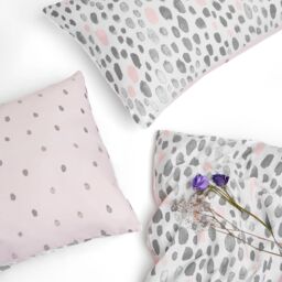 OHS Dalmatian Print Duvet Cover with Pillowcase Set in Light Pink - Size: Single - thumbnail 4