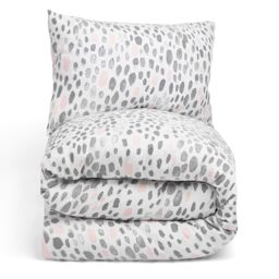 OHS Dalmatian Print Duvet Cover with Pillowcase Set in Light Pink - Size: Single - thumbnail 3